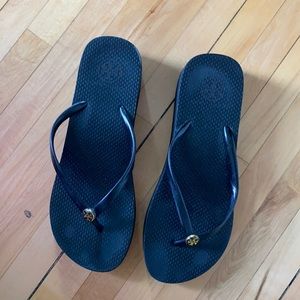Black Tory Burch flip flops